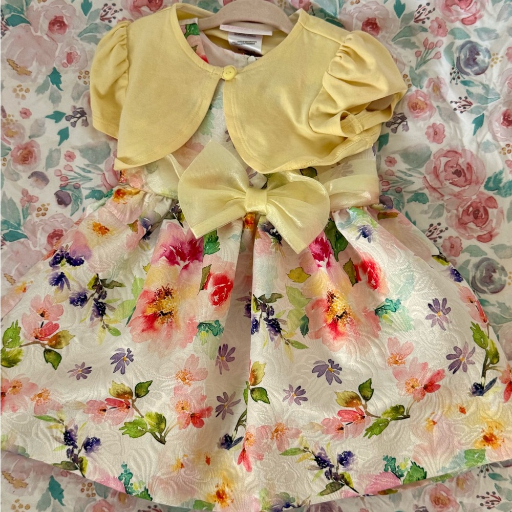 Bonnie Baby Yellow Floral Dress with Bolero